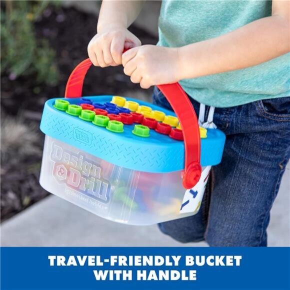 Kids Design & Drill‎ Bolt-It Bucket with Electric Drill Toy, 56 Pieces, STEM Toy - Picture 6 of 6